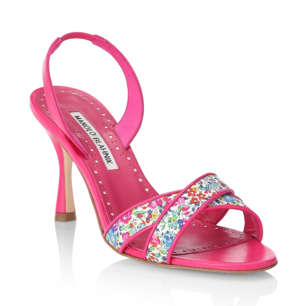Lasista Floral Leather Slingback Sandals - Brand new